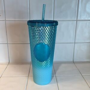 NWT Starbucks 2023 Glacier Blue Ombre Gradient Bling Studded 24oz Venti Tumbler